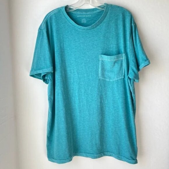 American Eagle Men’s Short Sleeved T-Shirt Crew Neck Standard Fit Teal / Aqua L - Picture 1 of 8
